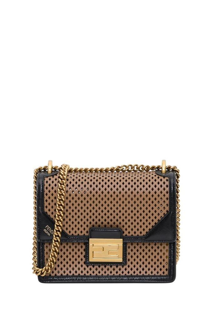 Fendi Runway Shopping Large Bag 36 X 44 X 19 Cm In Perforated Calf Liberty On Old Shiny Leather