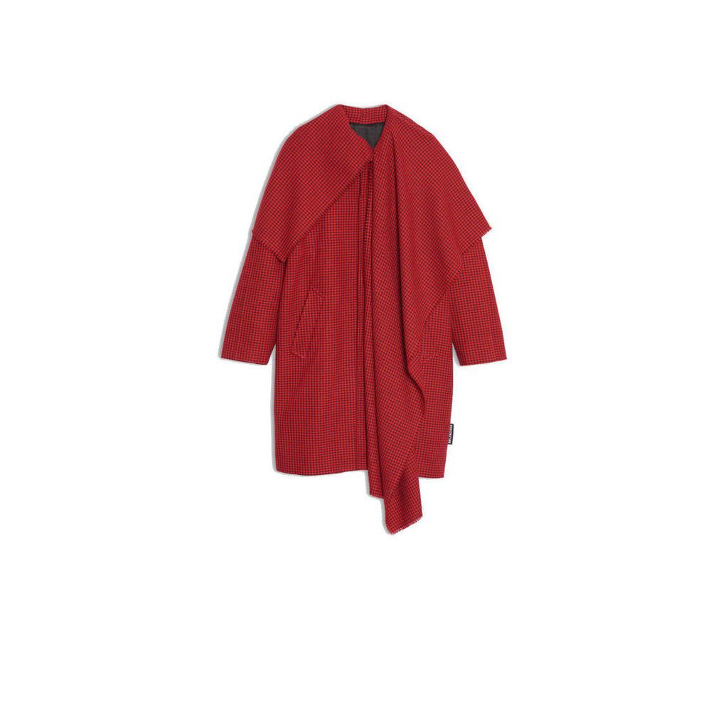 Balenciaga Scarf Coat 3/4 Sleeves Check