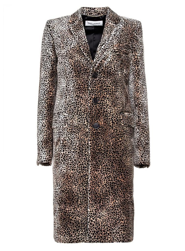 chesterfield Coat With Mini Leopard Print