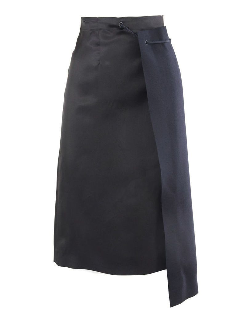 Maison Margiela Black And Navy Blue Reconstructed Pencil Skirt