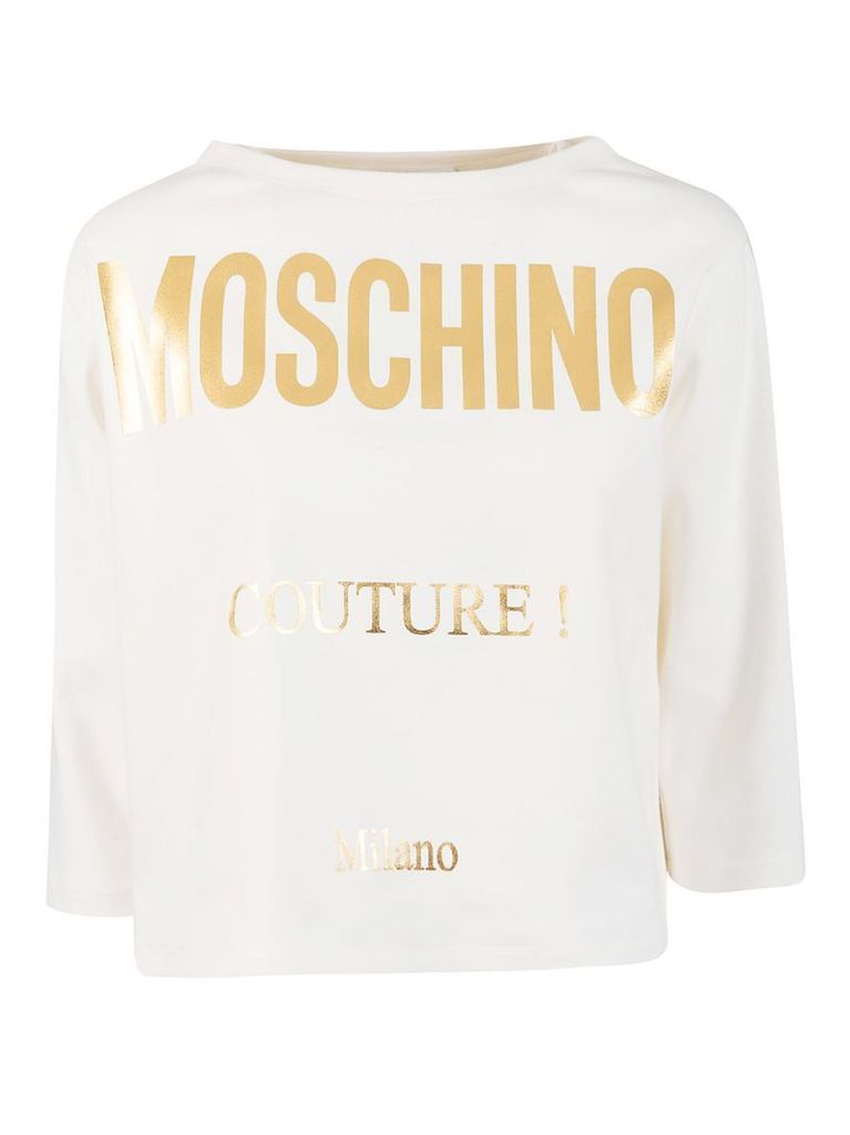 Moschino Couture! Logo Print Boat Neck T-shirt