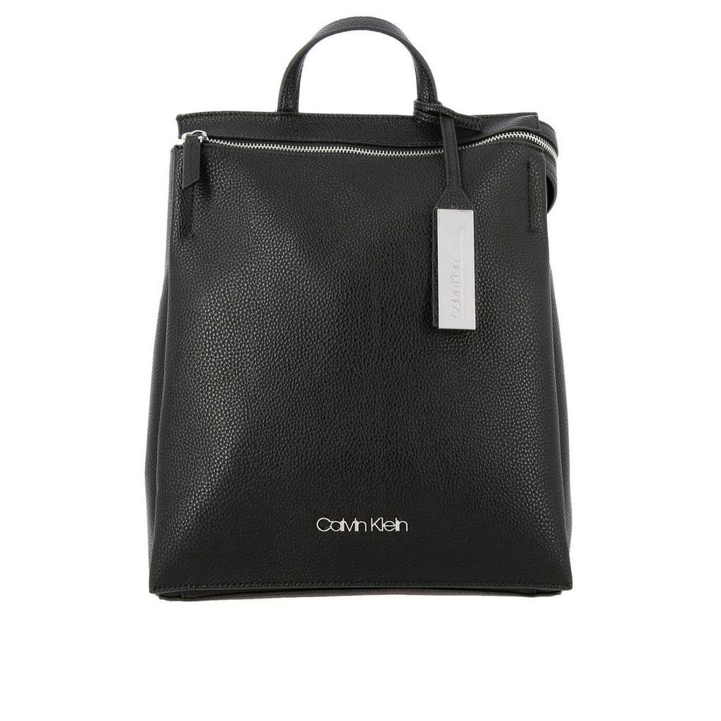 Calvin Klein Backpack Sided Calvin Klein Backpack In Textured Hammered Leather With Zip