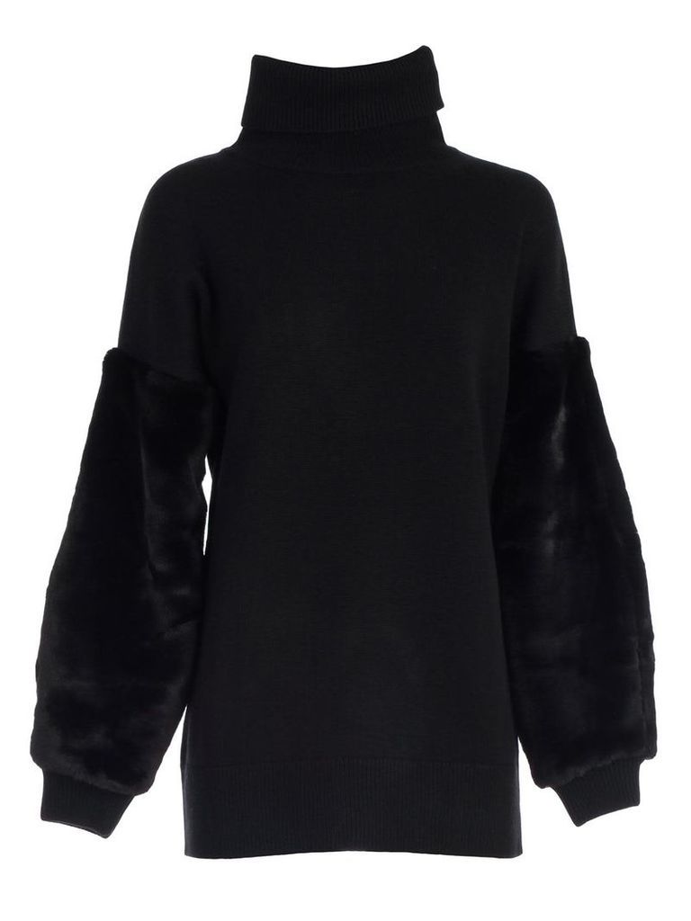 MICHAEL Michael Kors Sweater Turtle Neck W/faux Fur Sleeve