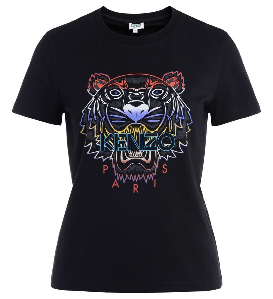 Kenzo Tigre T Shirt In Black Cotton With Front Logo