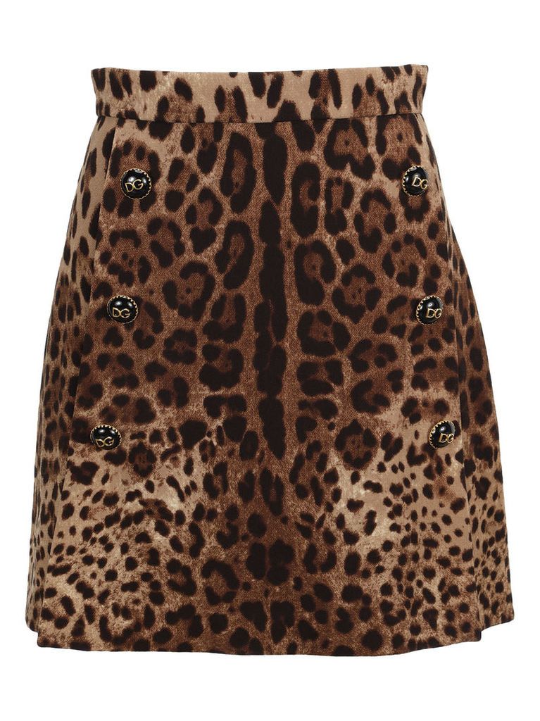 Dolce & gabbana Leopard Print A-line Skirt