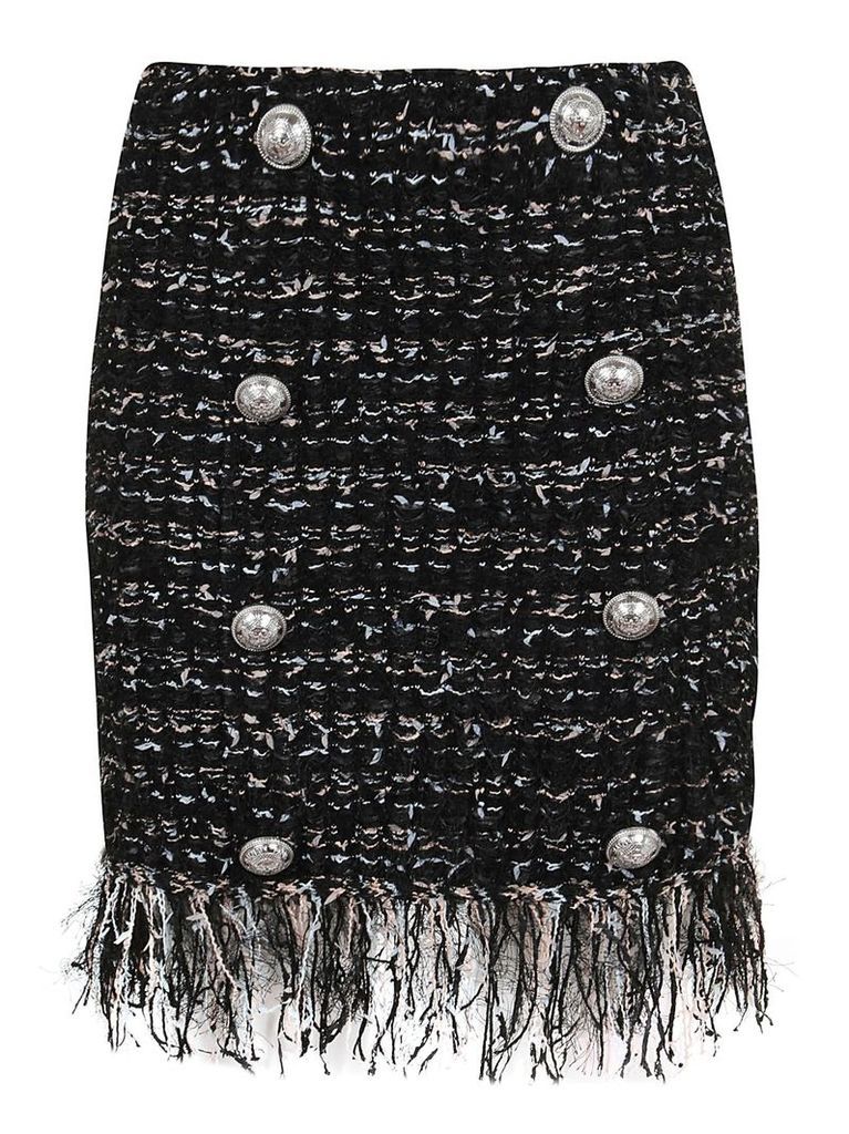 Balmain Short 8 Btn Dark Pastel Tweed Skirt