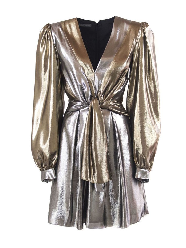 Alberta Ferretti Gold And Silver Silk Blend Dress