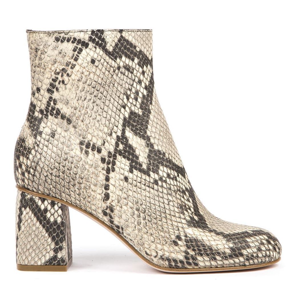 Snakeskin-effect Rock Color Leather Ankle Boots