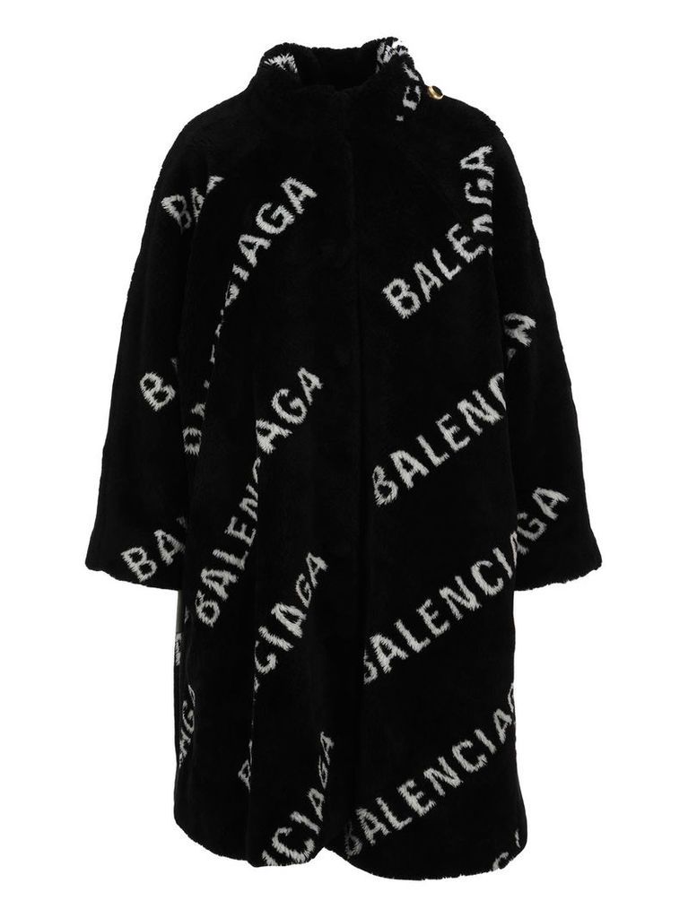 Balenciaga All-over-logo Oversized Coat
