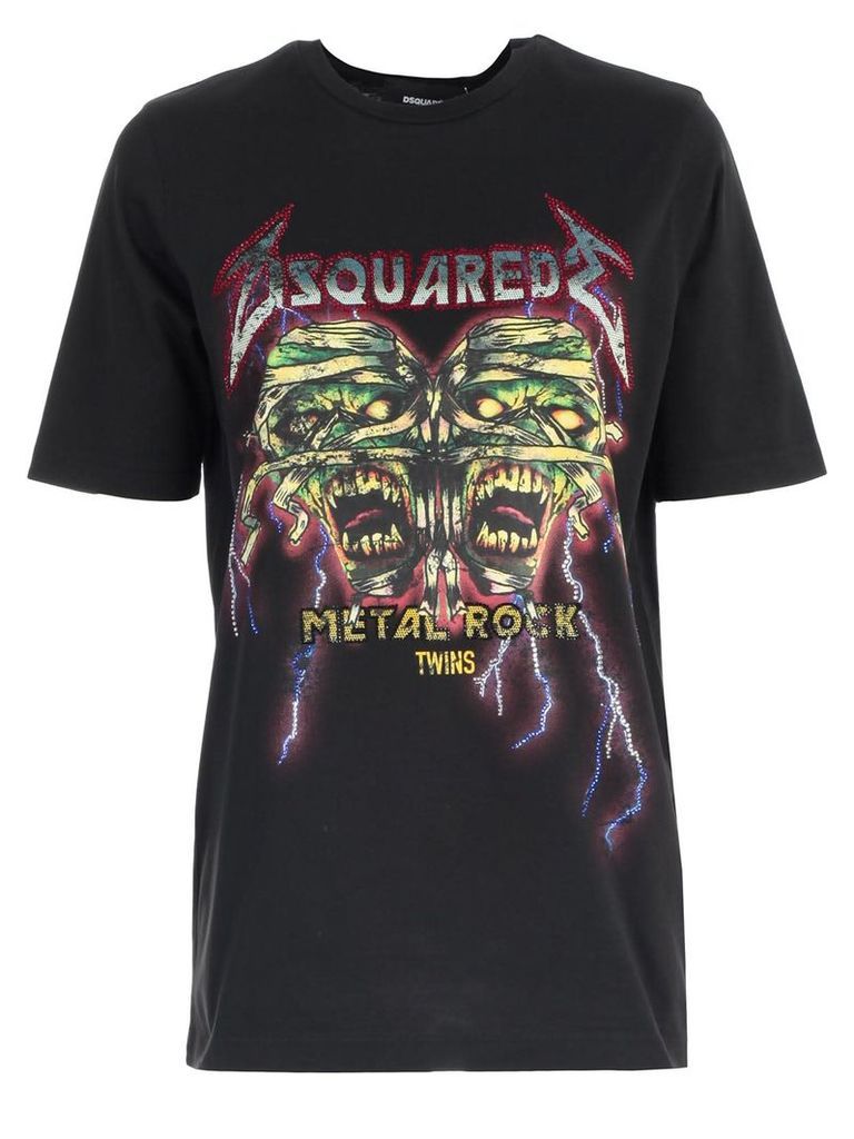 Dsquared2 T-shirt W/print And Written Microswarovsky