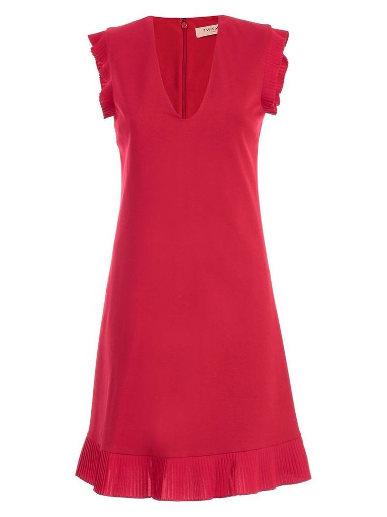 TwinSet Dress W/s V Neck In Front And Behind W/plisse