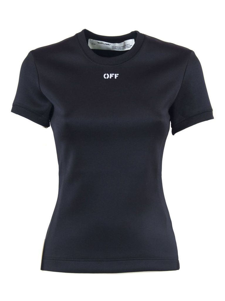 Off-White T-shirt In Black Technical Fabric