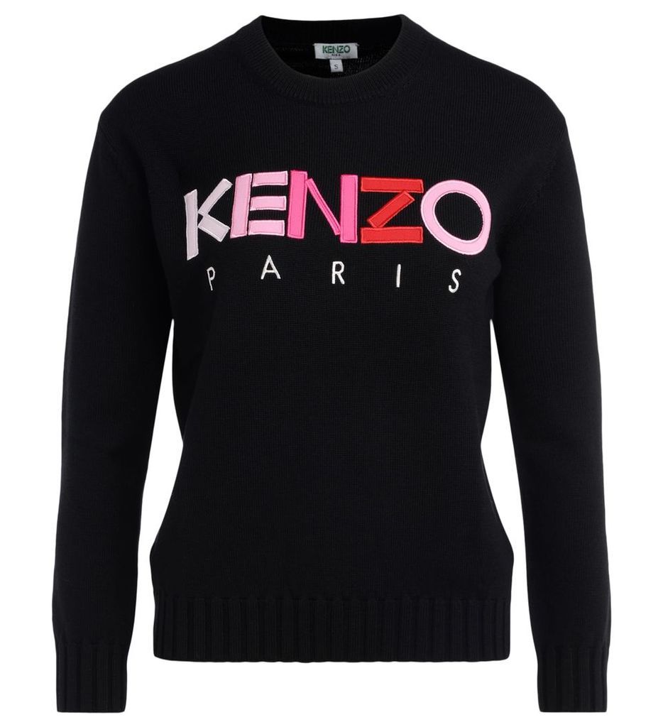 Kenzo Shirt In Black Fabric With Multicolored Front Logo