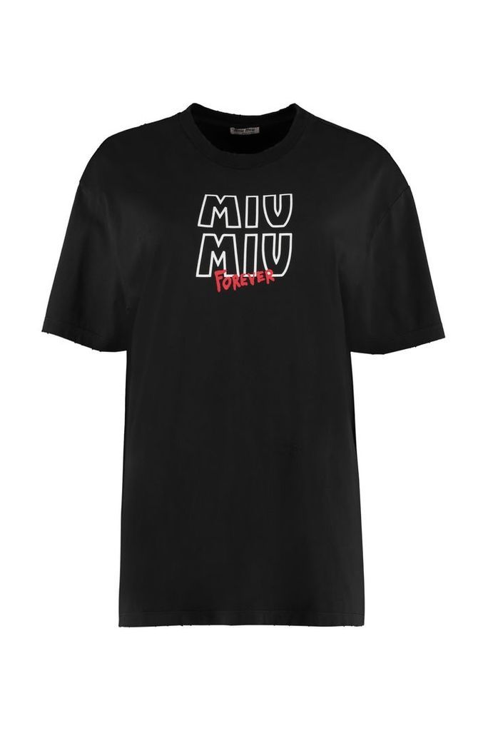 Miu Miu Crew-neck Cotton T-shirt