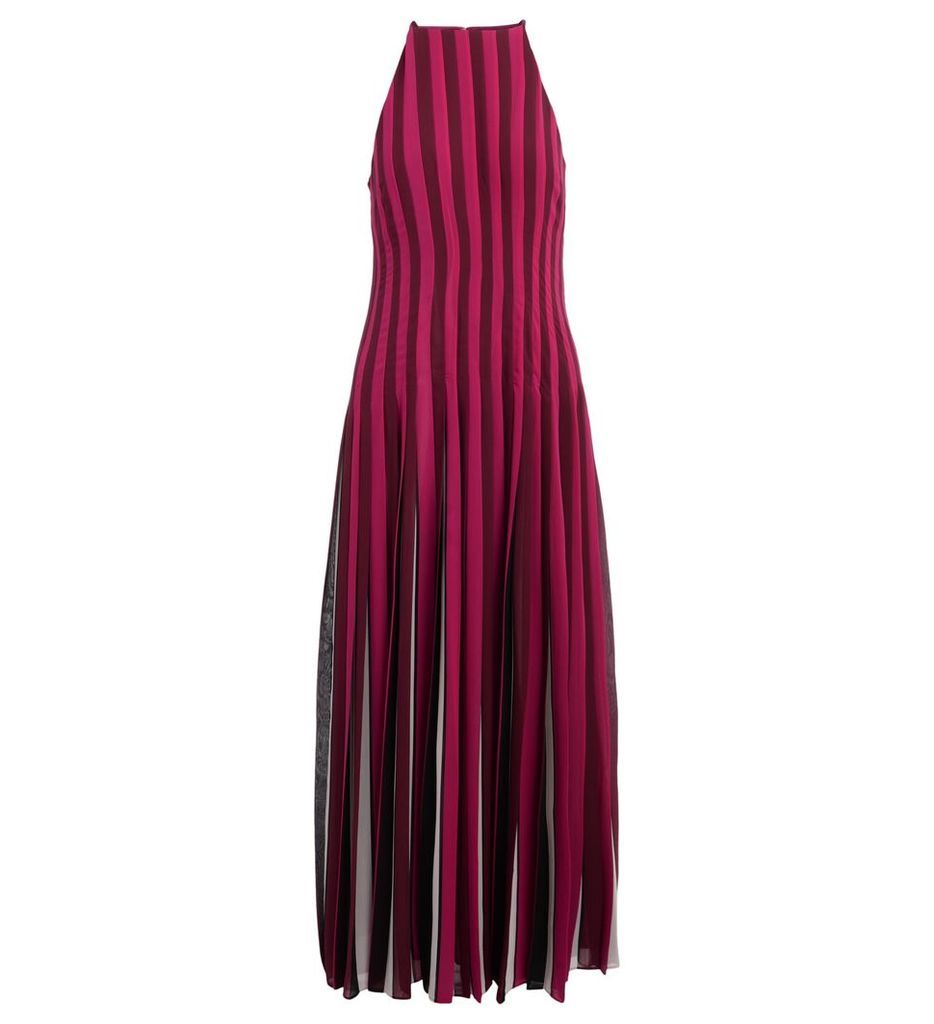 Long Michael Kors Striped Dress With Pleated Bottom