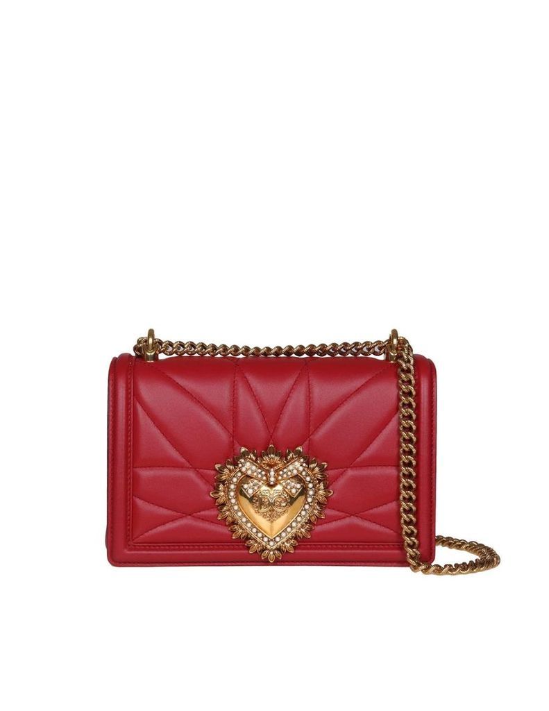 Dolce & Gabbana Medium Devotion Bag In Matelassé Nappa Red Color
