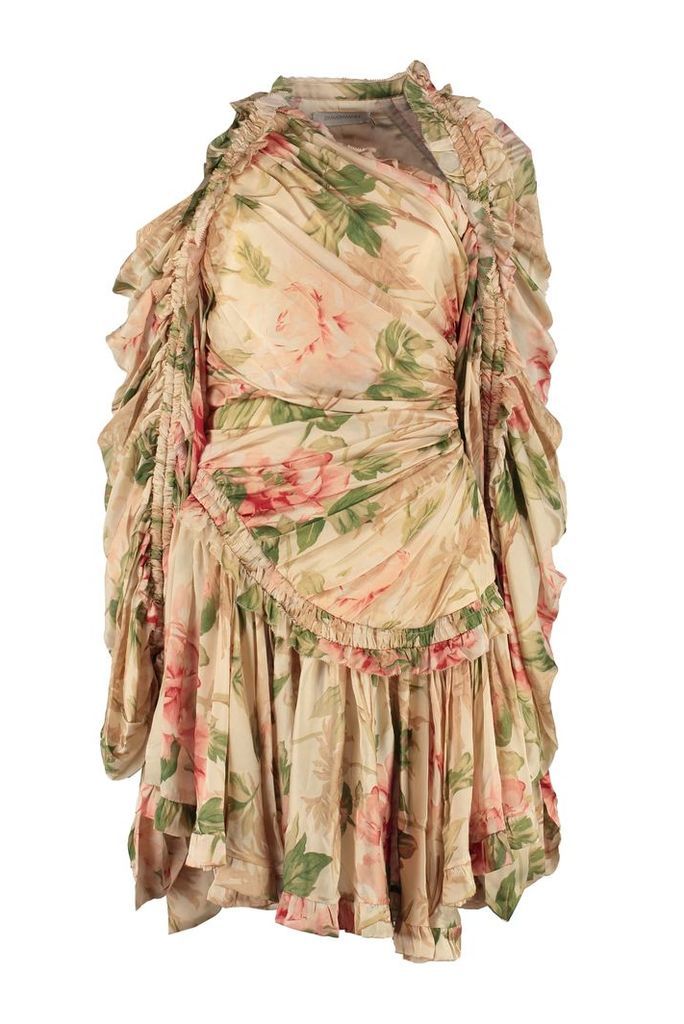 Zimmermann Espionage Printed Dress With Wrinkles