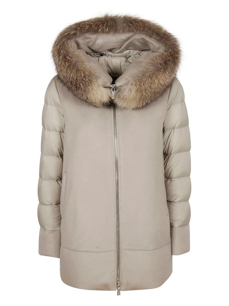 Moorer Fresia-le Large Furry Hood Zipped Parka