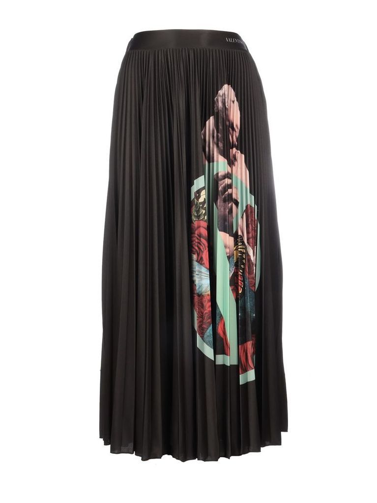 Valentino Printed Plisse` Skirt