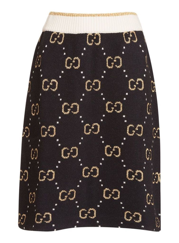 Gucci Knitted Gg Wool Skirt