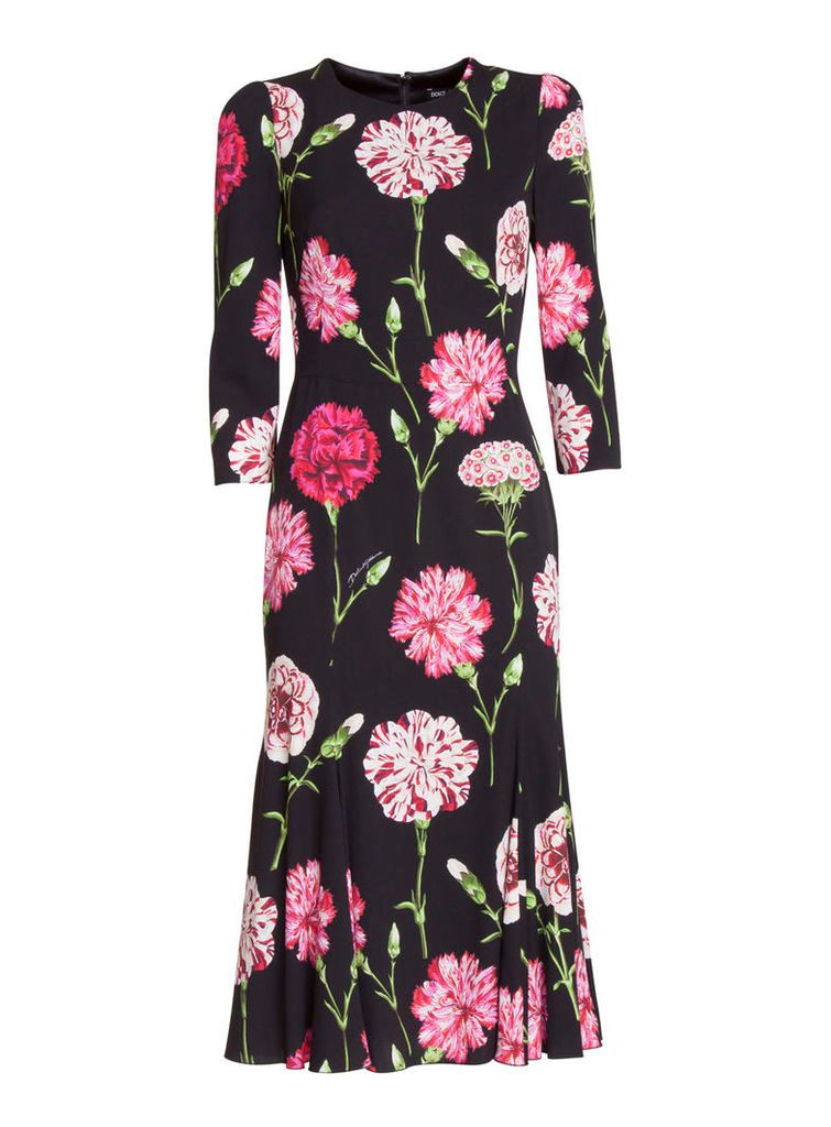 Dolce & Gabbana Carnation Print Mini Dress With Embroidery