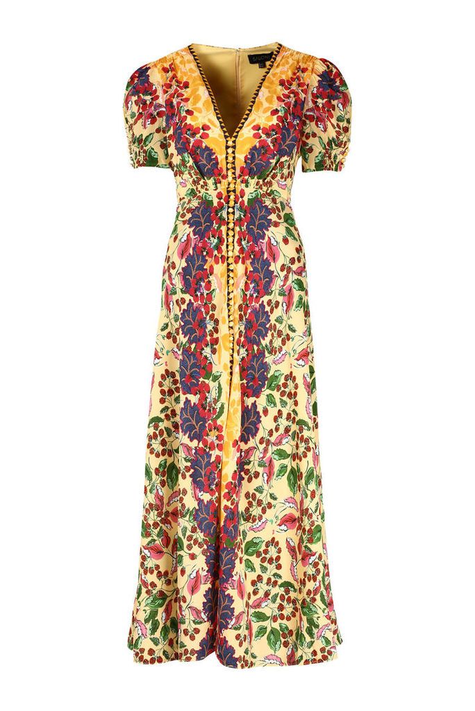 Saloni Lea Printed Silk Dress