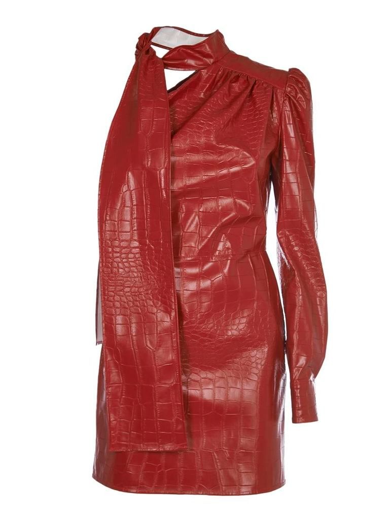 MSGM Red Crocodile Print Dress