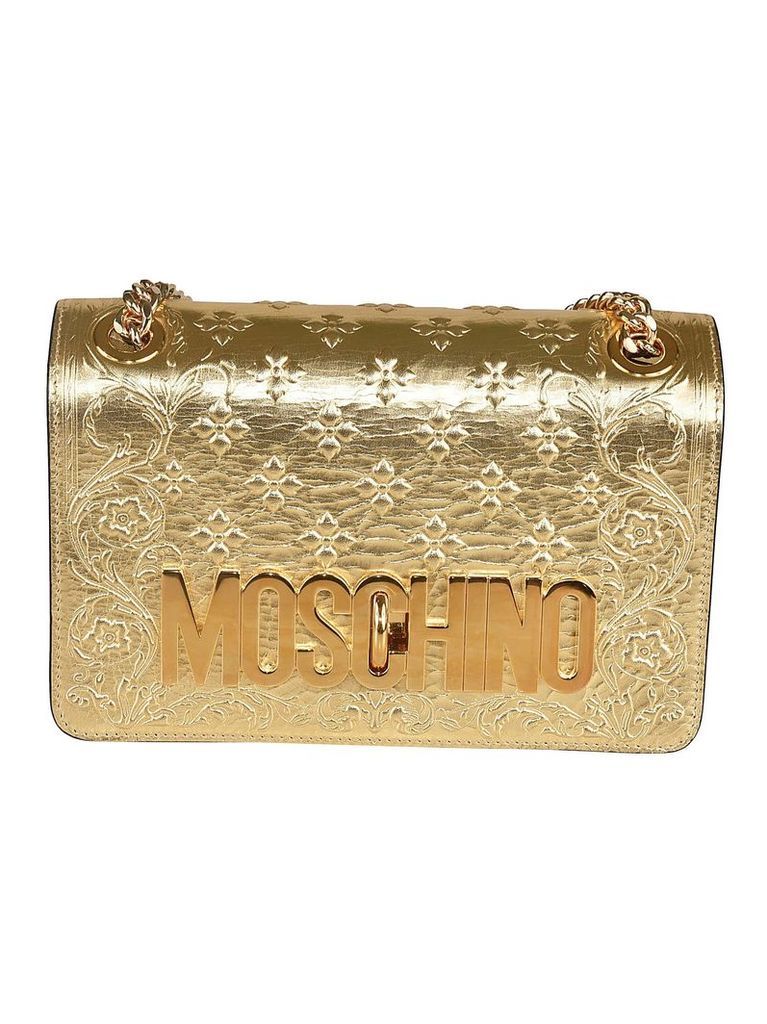 Moschino Logo Plaque Embossed Detail Shoulder Bag