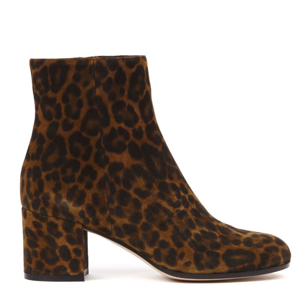 Leopard Suede Printed Ankle Boots