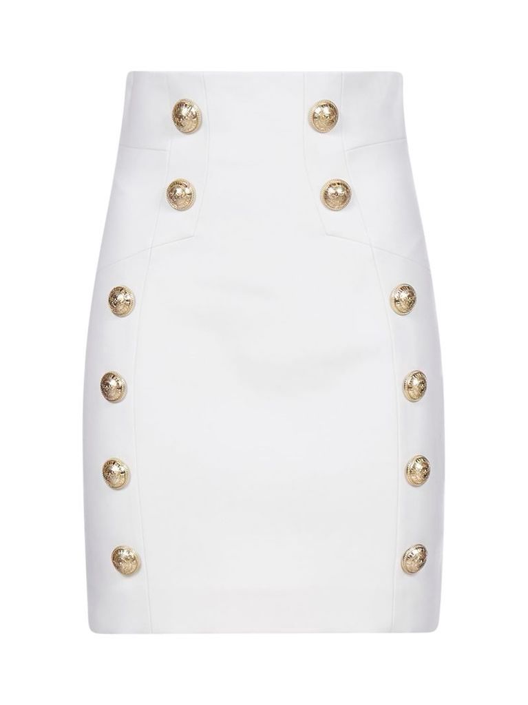 Cotton Blend Miniskirt With Buttons Embellishment