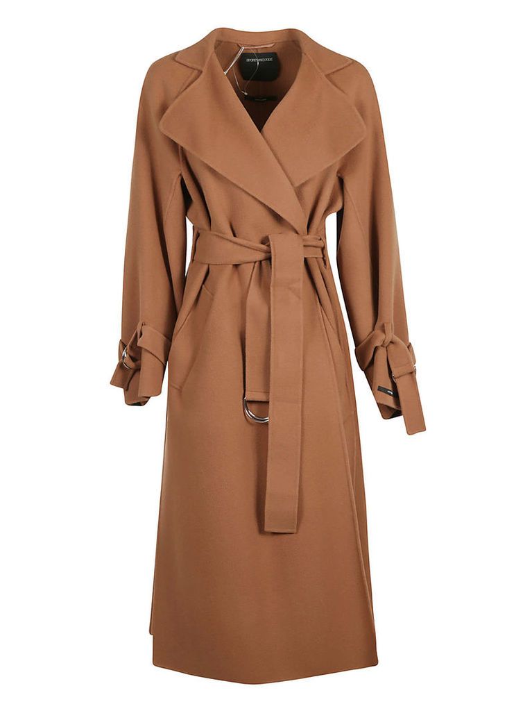 SportMax Wrapped Style Belted Waist Long Coat