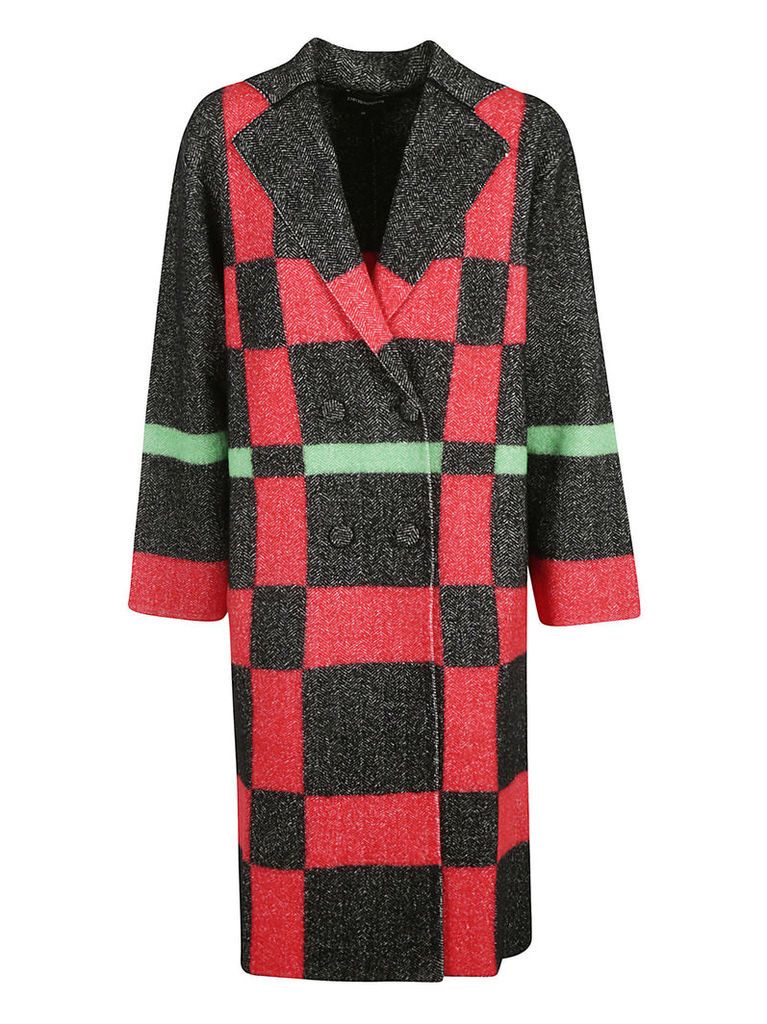 Emporio Armani Double Breasted Printed Detail Coat