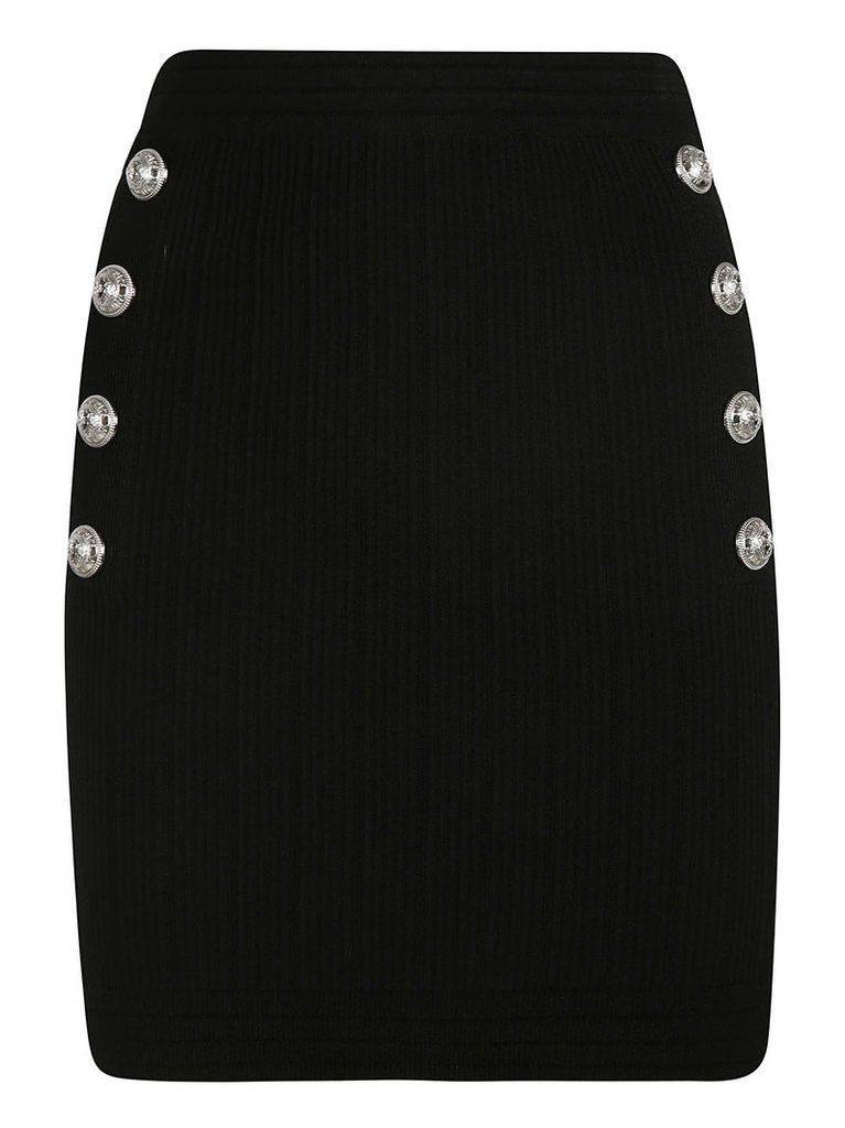 Balmain Side Button Embellished Skirt
