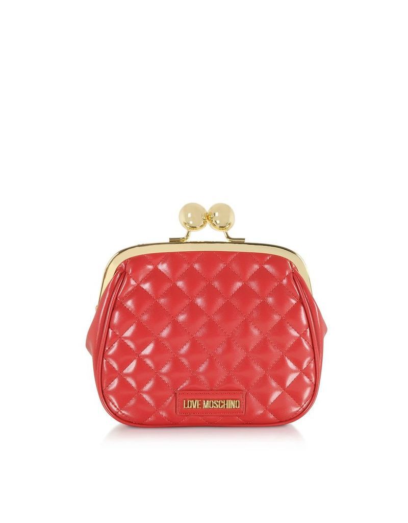 Love Moschino Quilted Eco-leather Clutch W/chain
