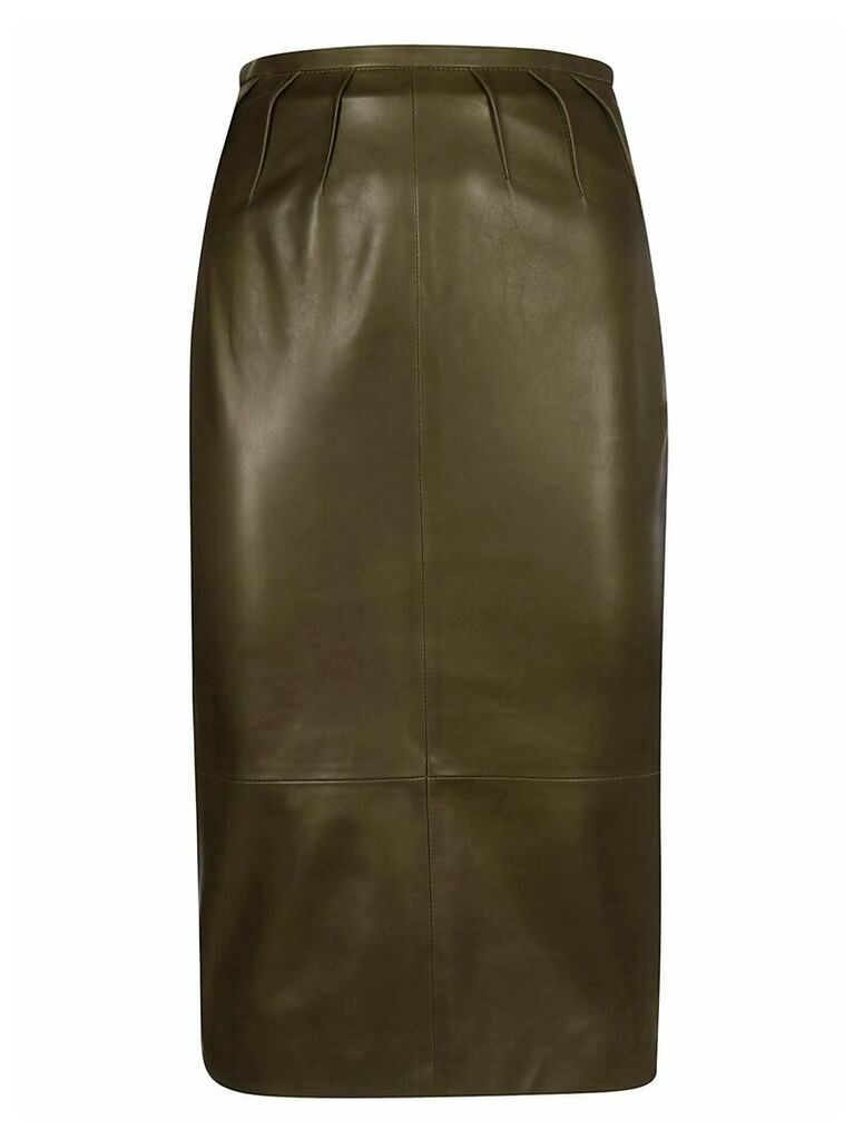 Rochas Waist Fit Leather Skirt