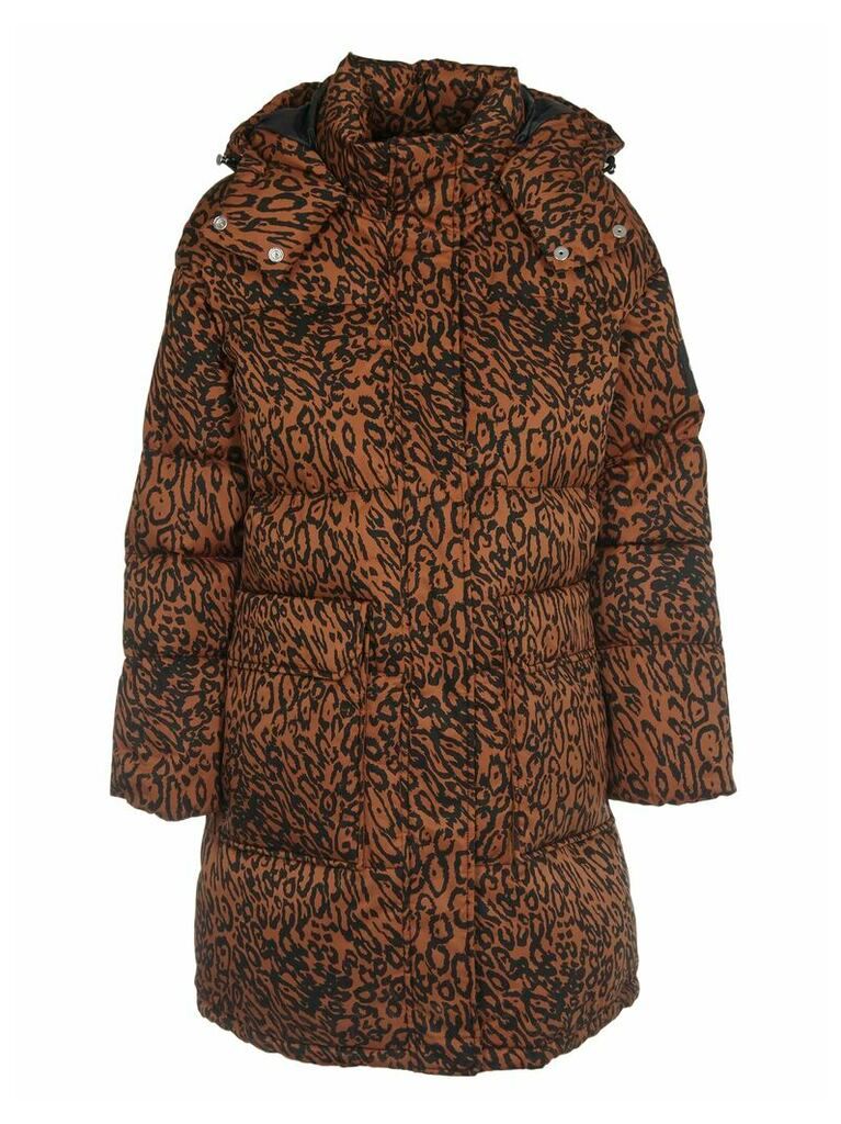 Calvin Klein Long Leopard Patterned Down Jacket