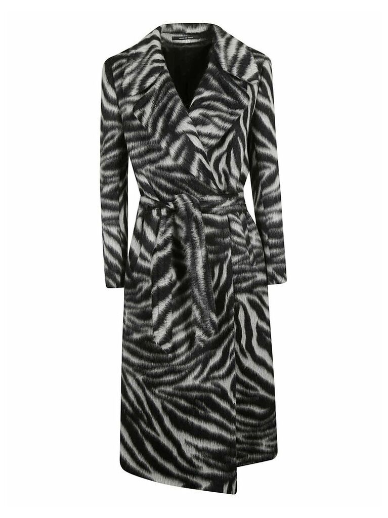 Tagliatore Zebra Print Belted Coat