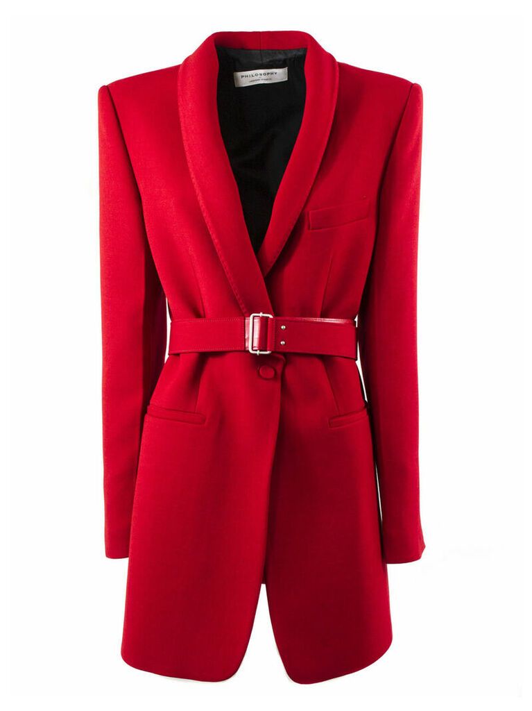Philosophy di Lorenzo Serafini Red Virgin Wool Blend Longline Blazer