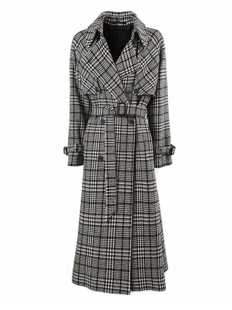 Tagliatore Black And White Wool-blend Trench Coat