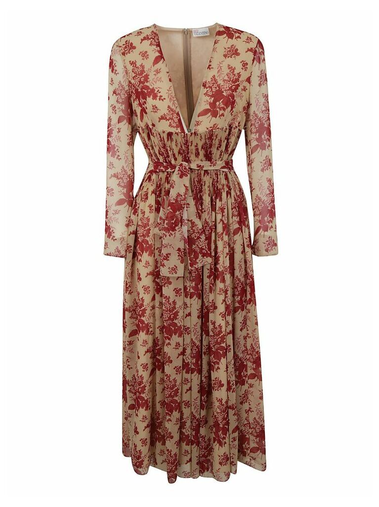 RED Valentino Floral Print Pleated Dress