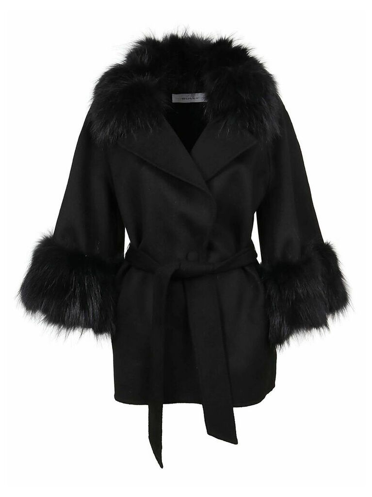 Black Wool And Fur Coat