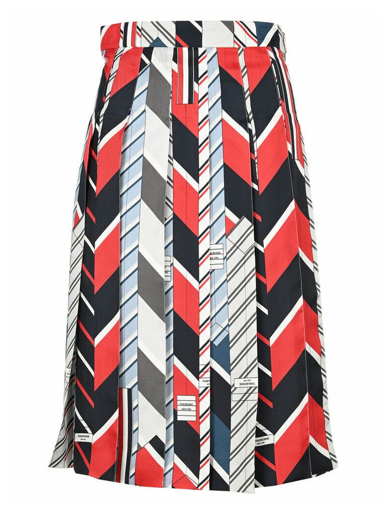 Thom Browne Rep Stripe Tie Collage Pleated Skirt