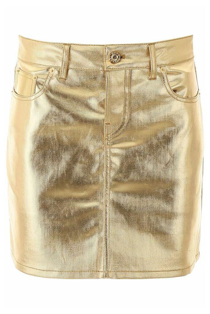 Gold-tone Denim Mini Skirt