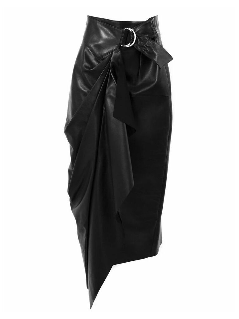 Black Lambskin Fiova Wrap Skirt