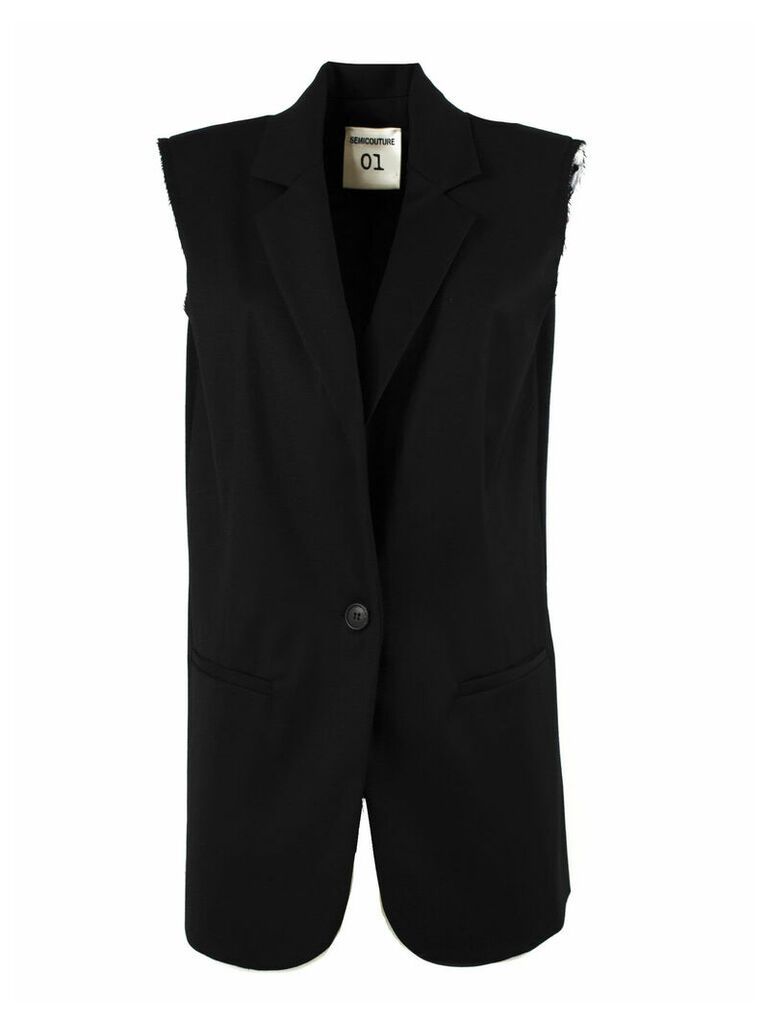 SEMICOUTURE Black Wool Blend Tailored Waistcoat
