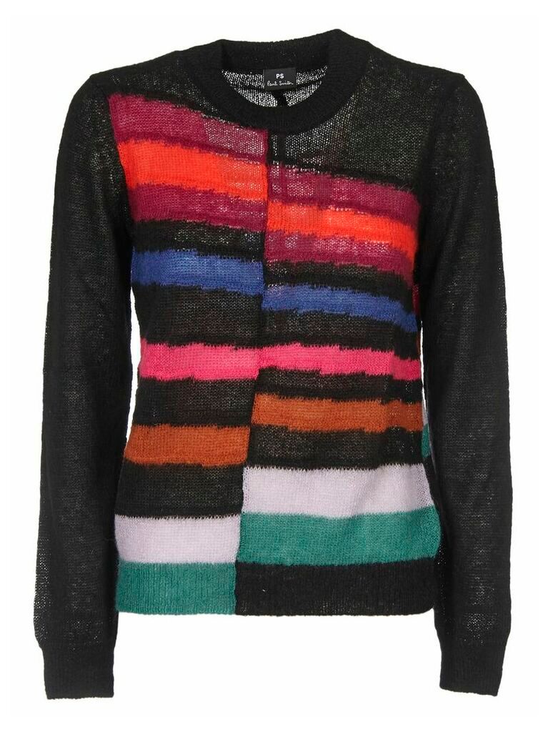 Black Pullover With Multicolor Inlays