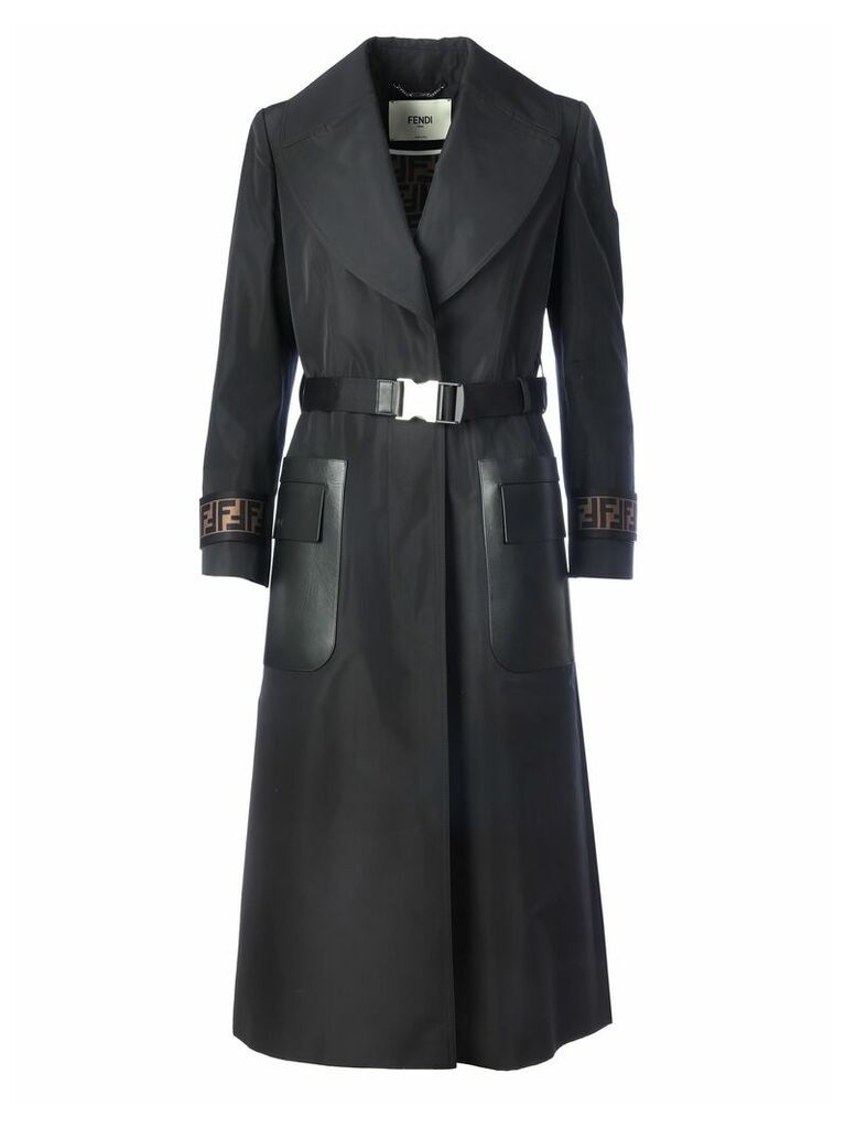 Fendi Coat With Side Pockets In Leather