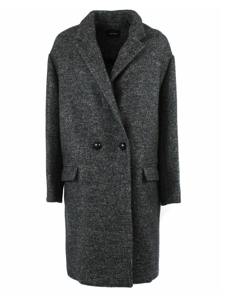 Isabel Marant Grey Wool Boxy Fit Double Breasted Coat