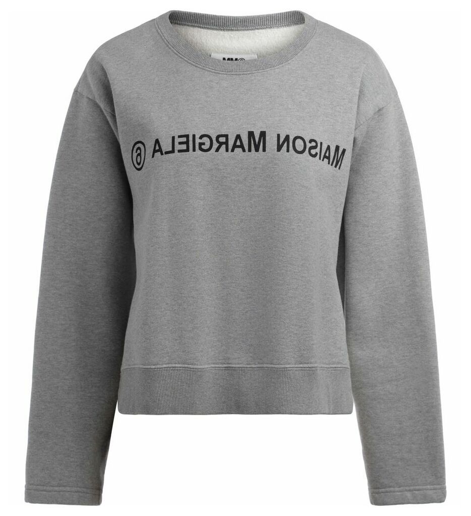 Mm6 Maison Margiela Gray Melange Sweatshirt With Front Logo