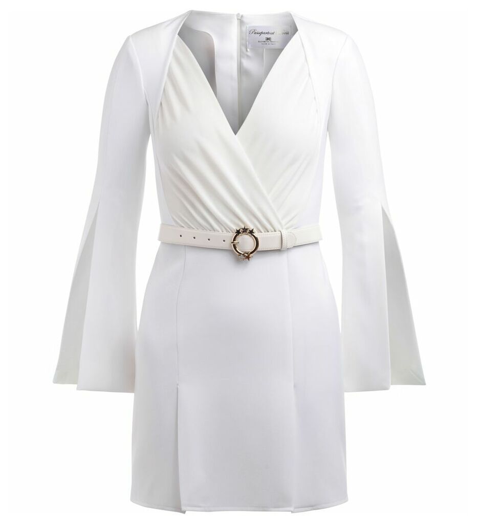 Elisabetta Franchi V-neck Dress In White Fabric